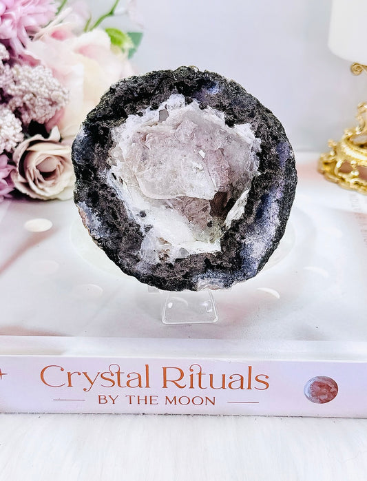 Beautiful Natural Druzy Agate Geode 8cm