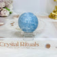 Blue Calcite Round Palm Stone (stand is display only)