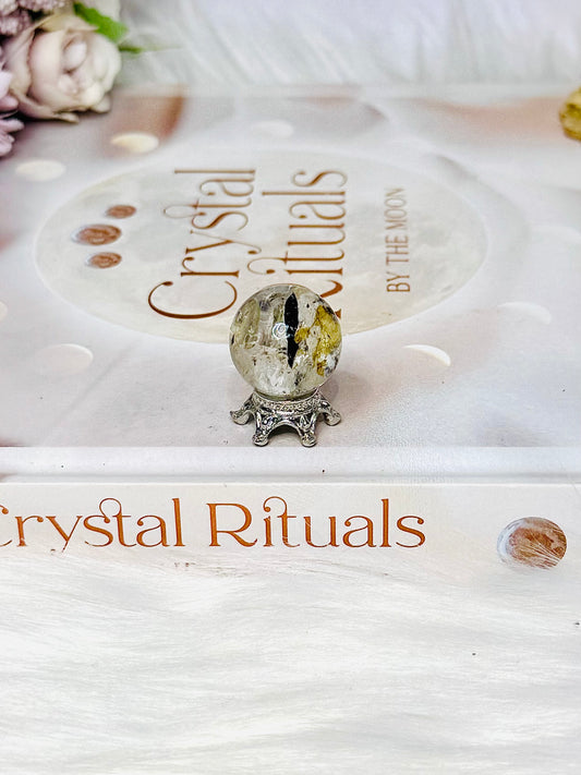 Rare Mini Herkimer Diamond Sphere on Stand
