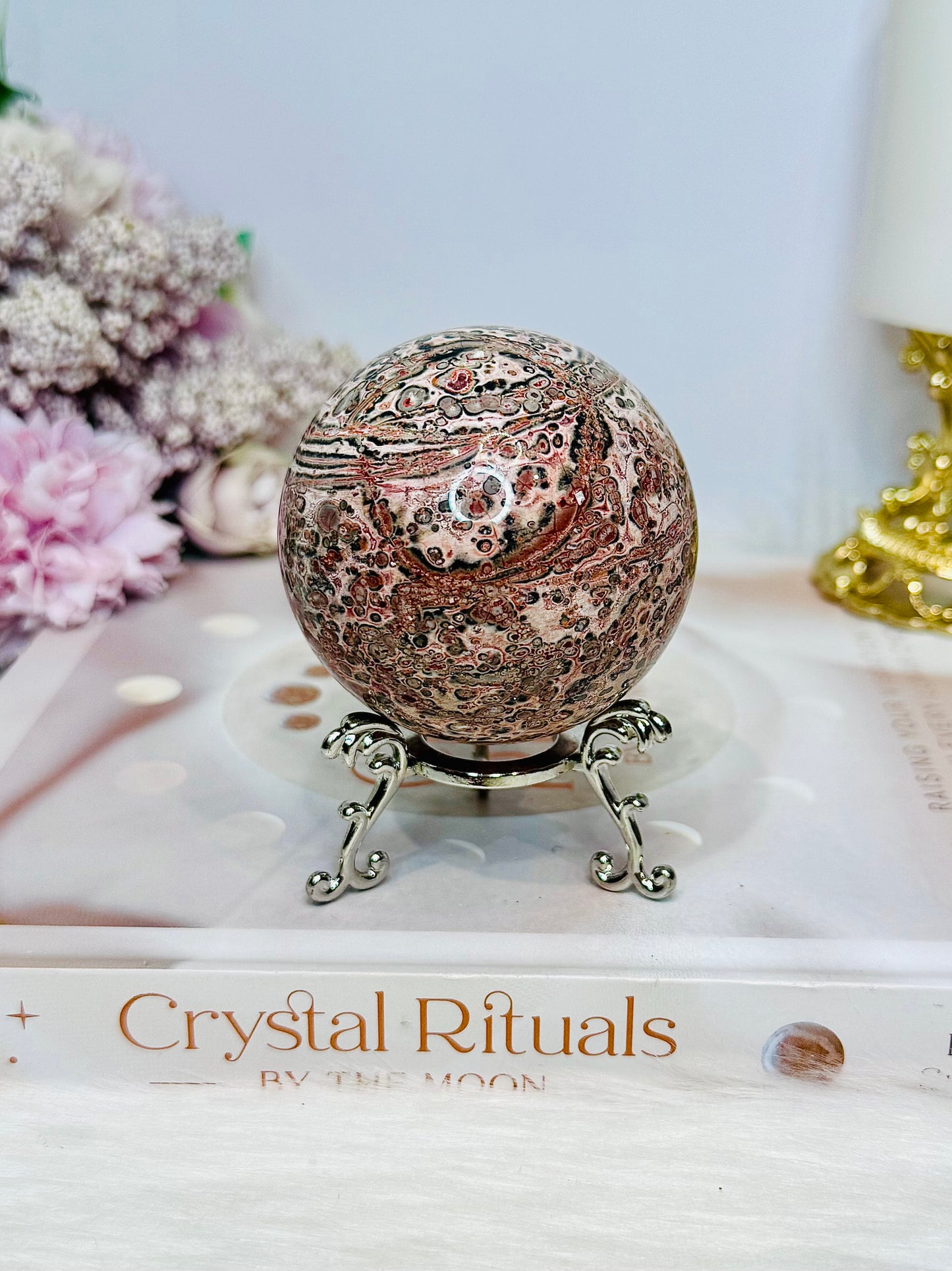 Leopard Skin Jasper Sphere on Stand 240g