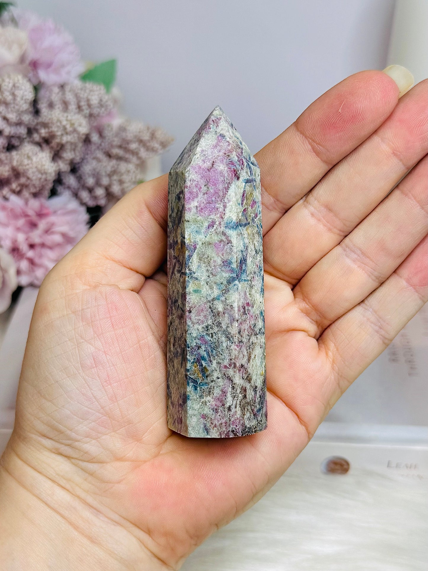 Rare Ruby In Blue Apatite Tower (UV Reactive) 9cm