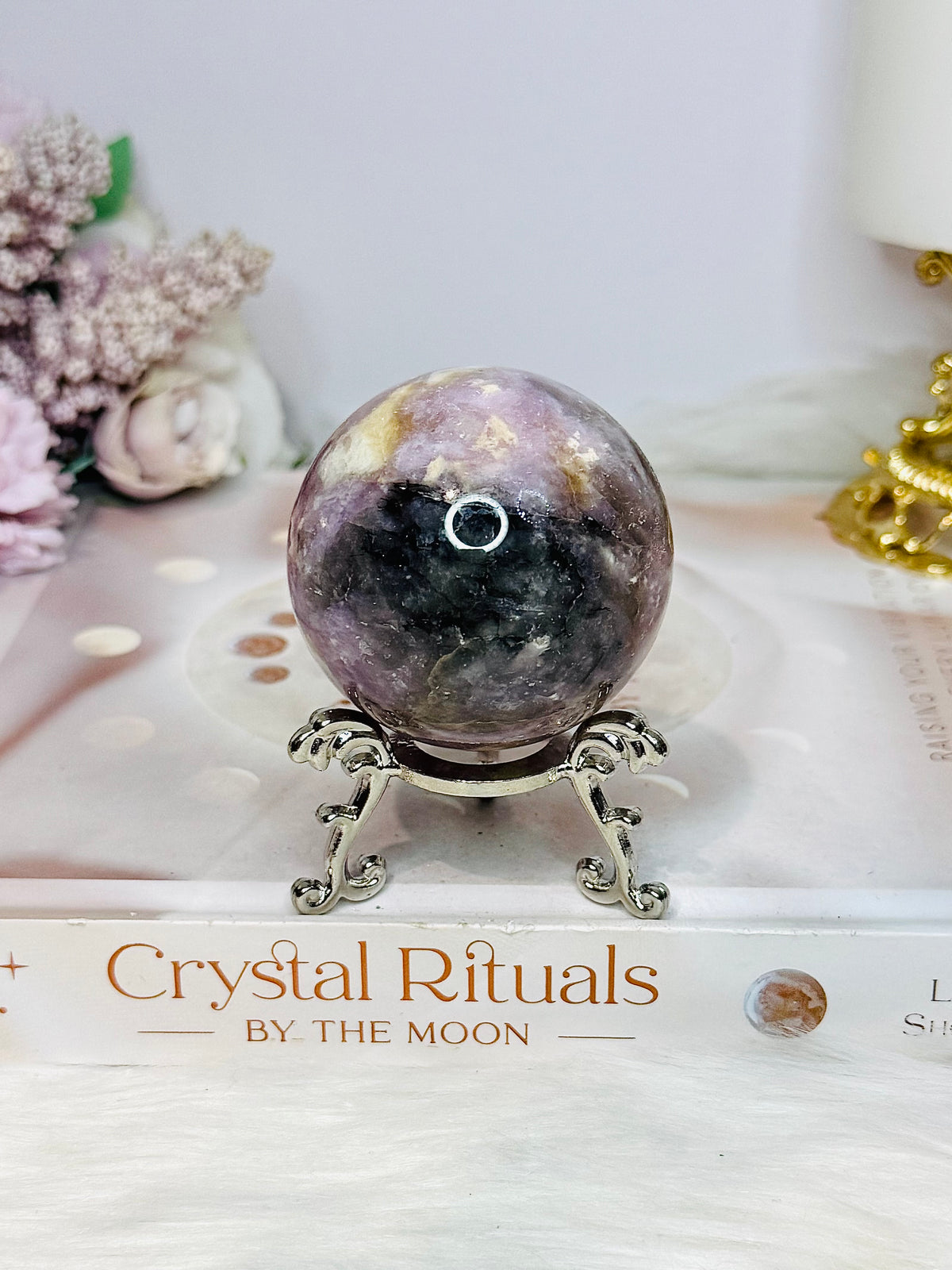 Pink Tourmaline Sphere on Stand 206g