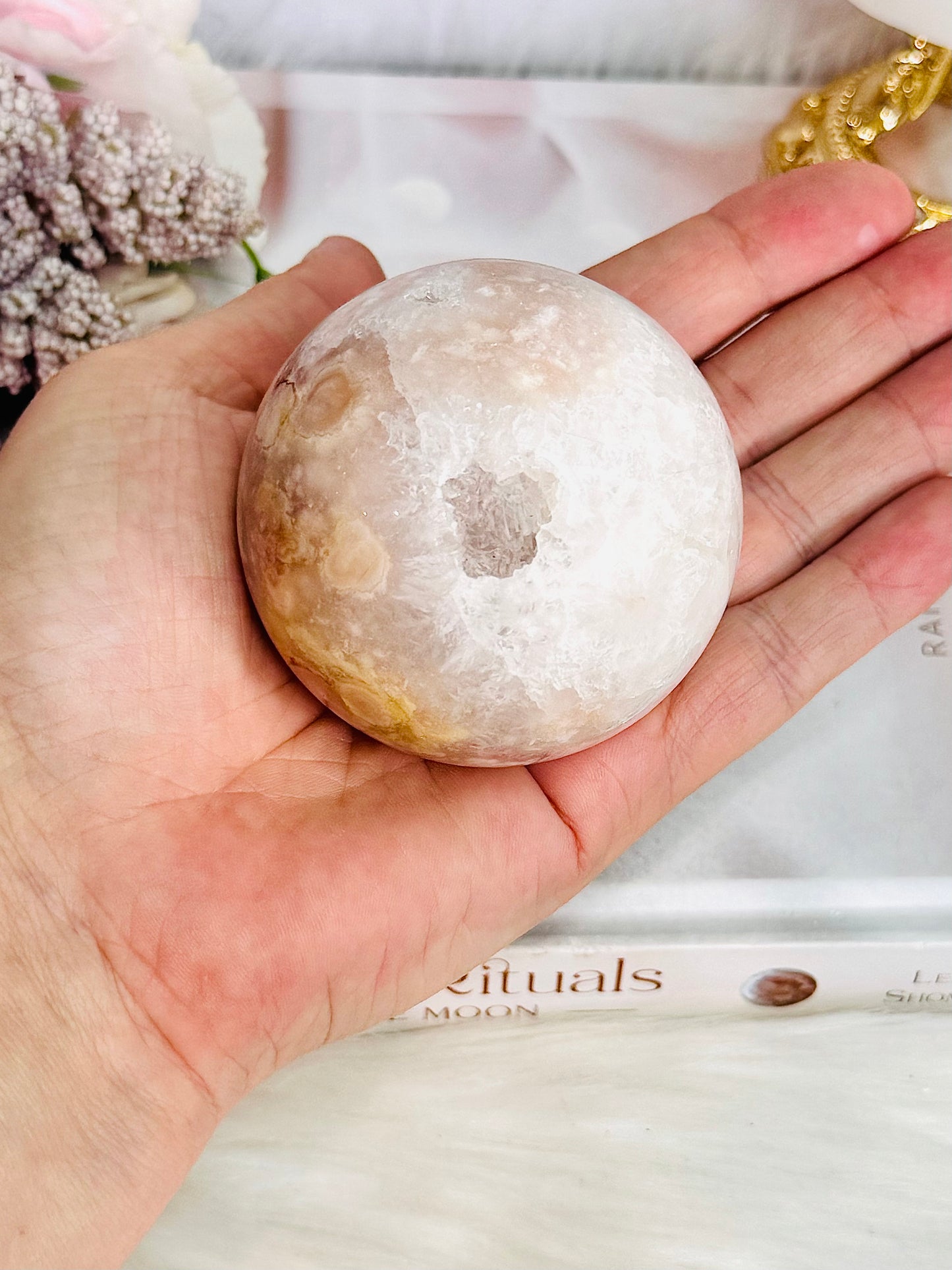 Beautiful 312gram Druzy Pink Amethyst Sphere On Stand