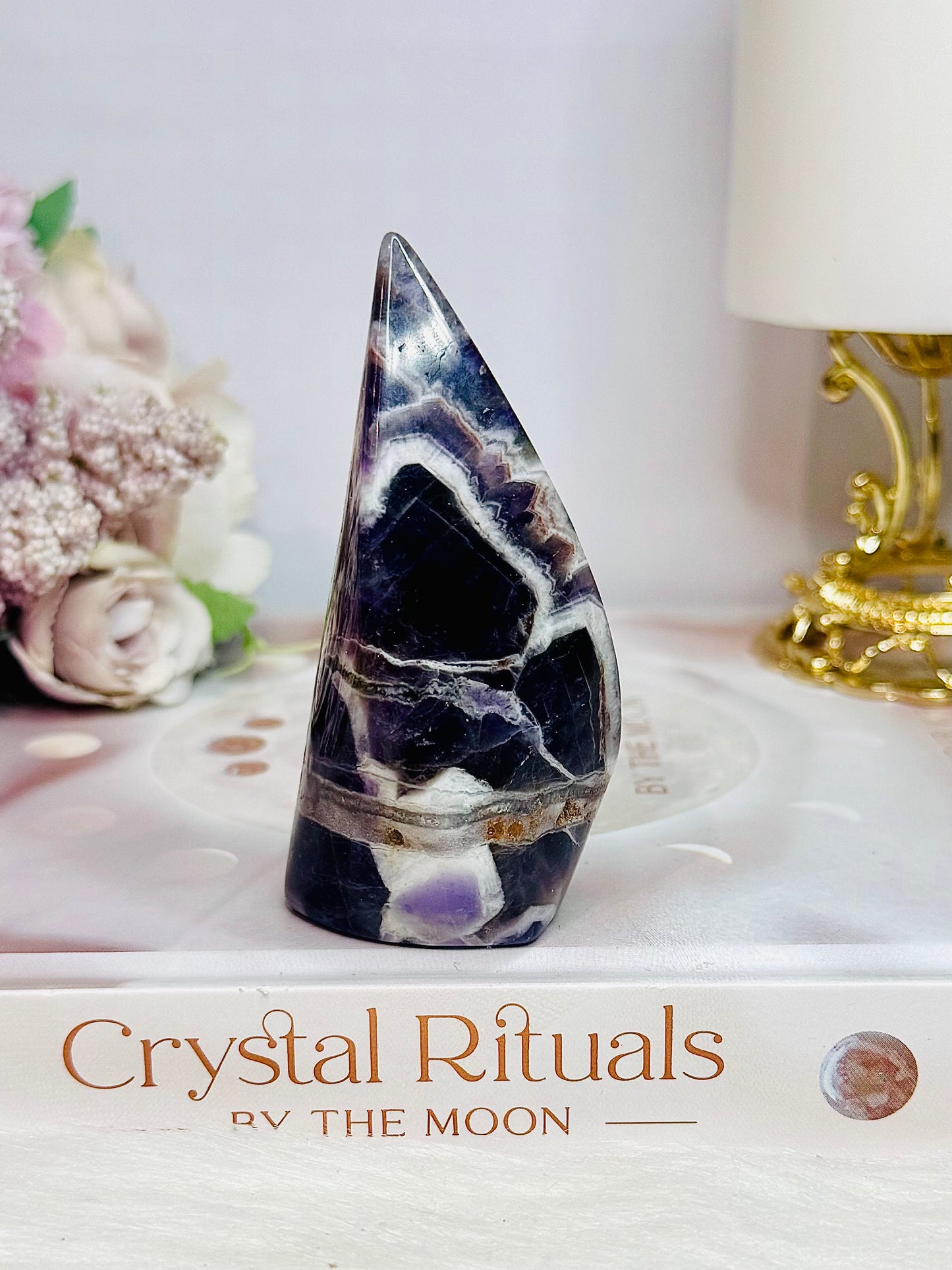 Beautifully Carved Chevron | Dream Amethyst Flame 8.5cm