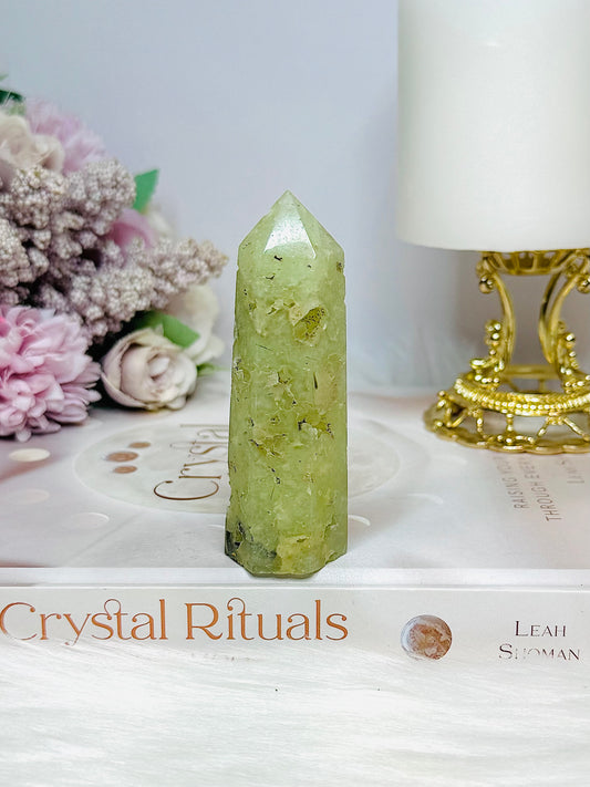 Natural Prehnite Tower | Point 8cm