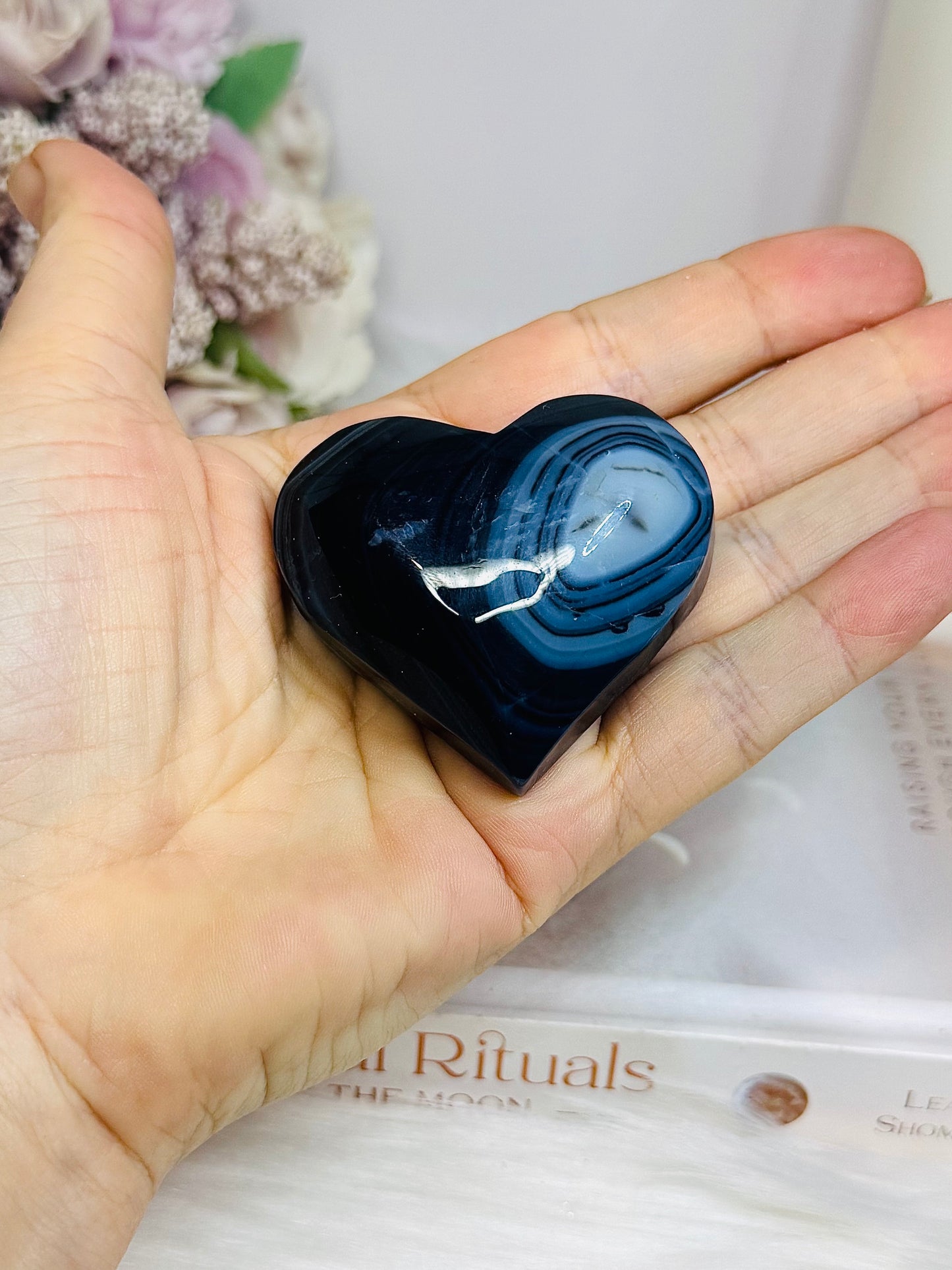 Puffy Black Agate Heart
