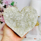 Large Quartz Cluster Carved Heart with Black Tourmaline Inclusions 12cm 801g
