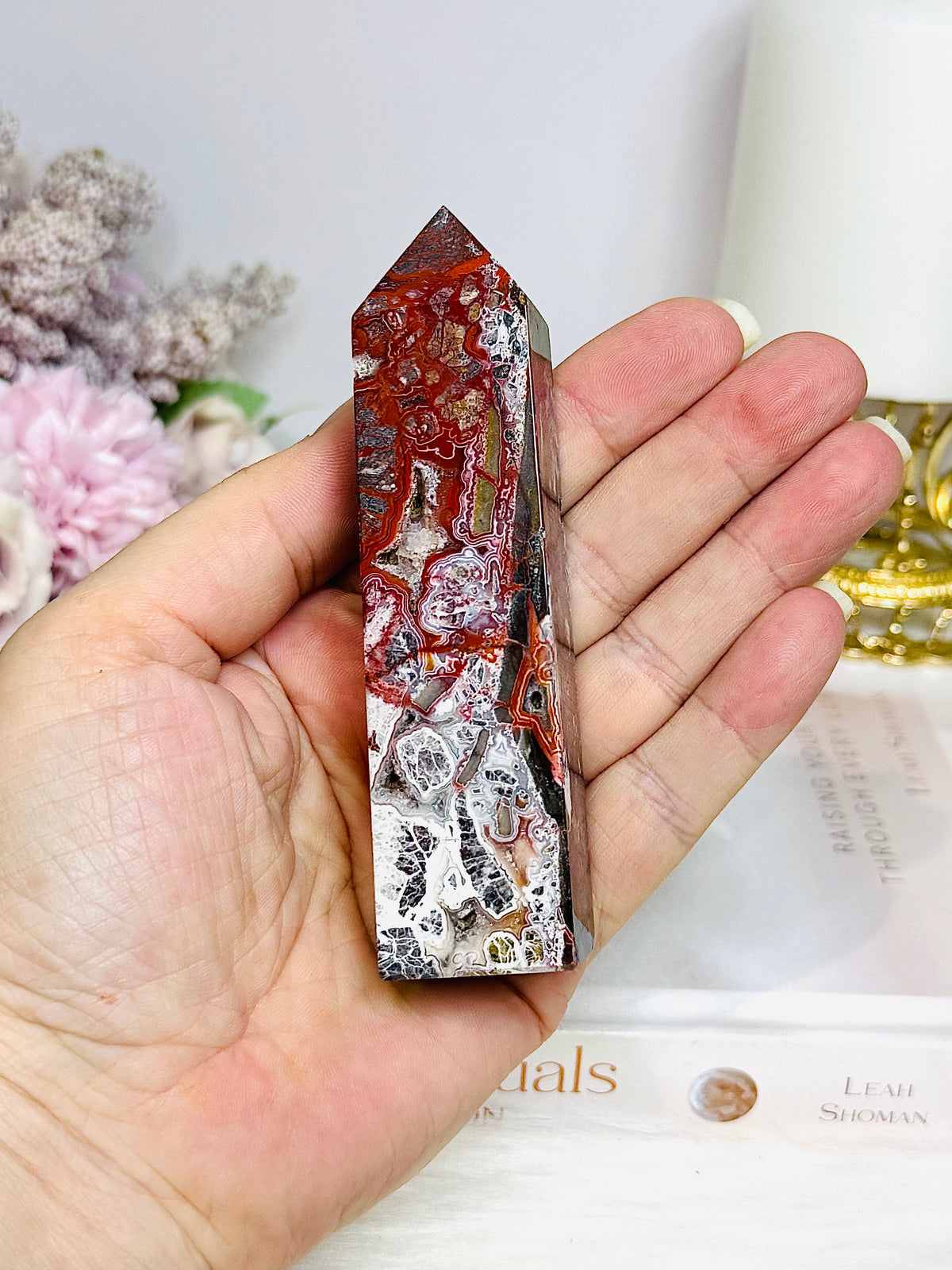 Mexican Lace Druzy Agate Tower 10.5cm