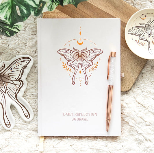 Luna Moth Reflection Journal with Crystal Pen