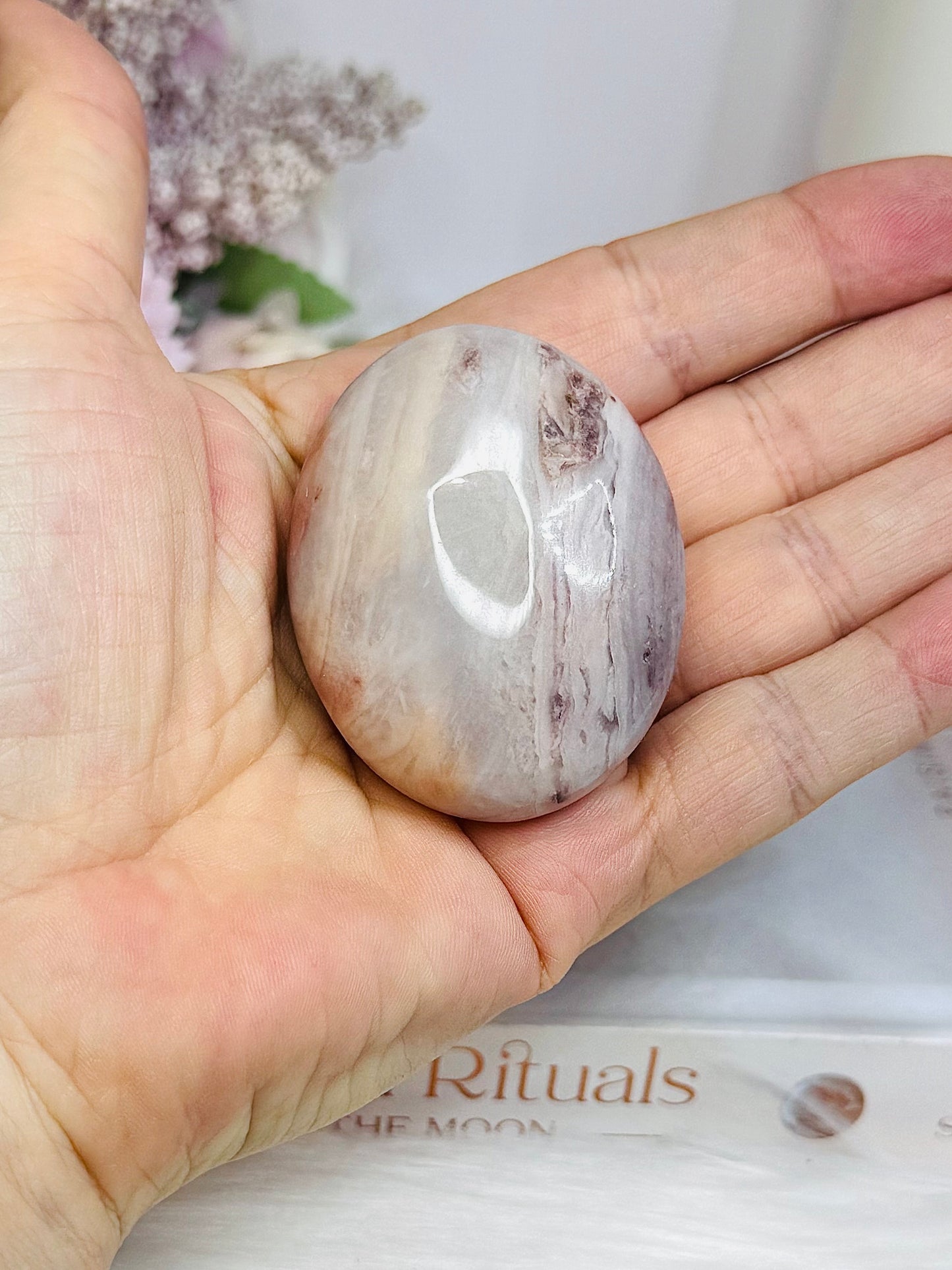 Pink Aragonite Palm Stone
