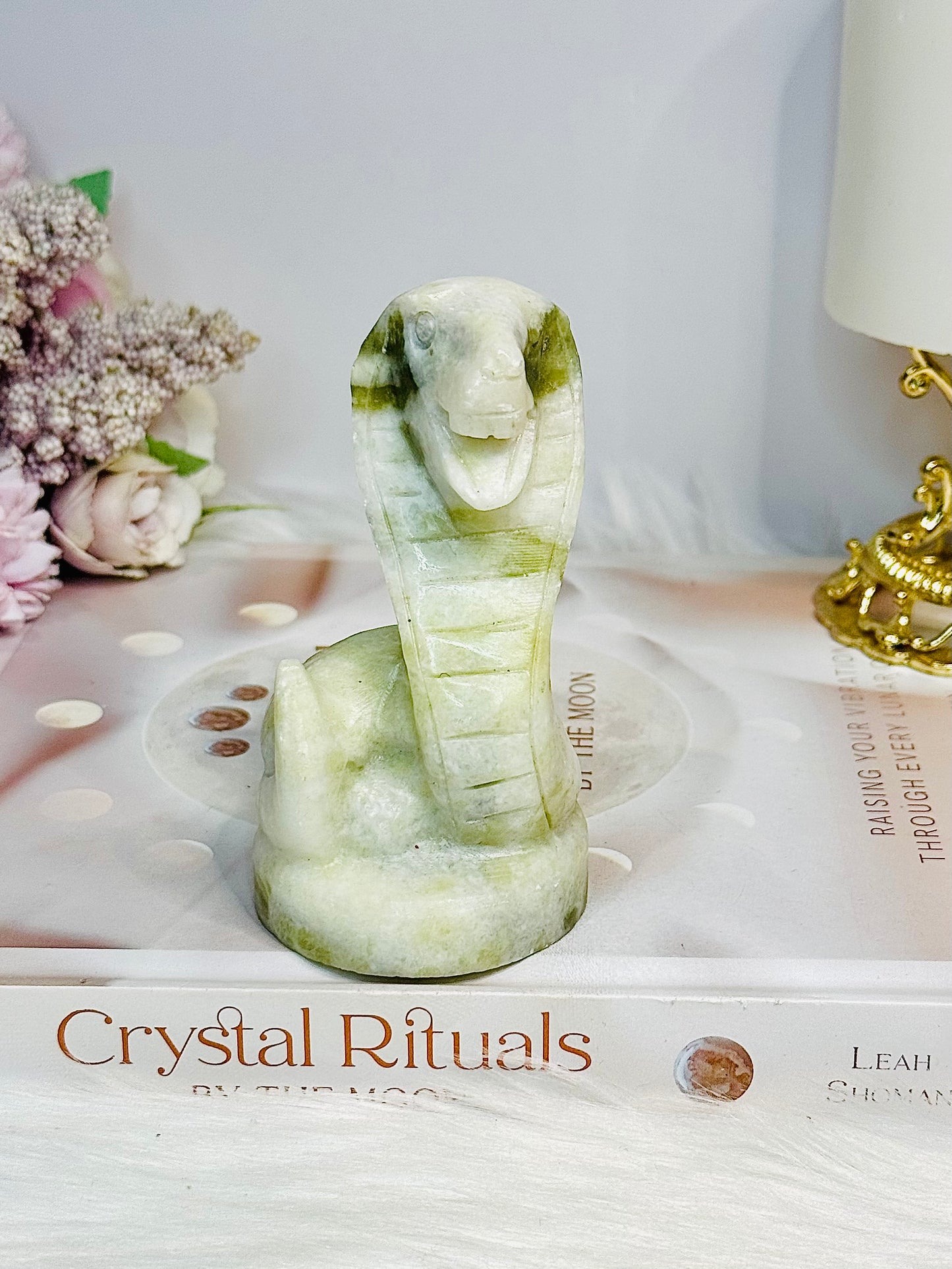 Green Jade King Cobra Snake Carving 9.5cm 243g