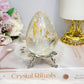 Large Clear Quartz With Golden Healer Inclusions Egg On Stand 7cm 318g