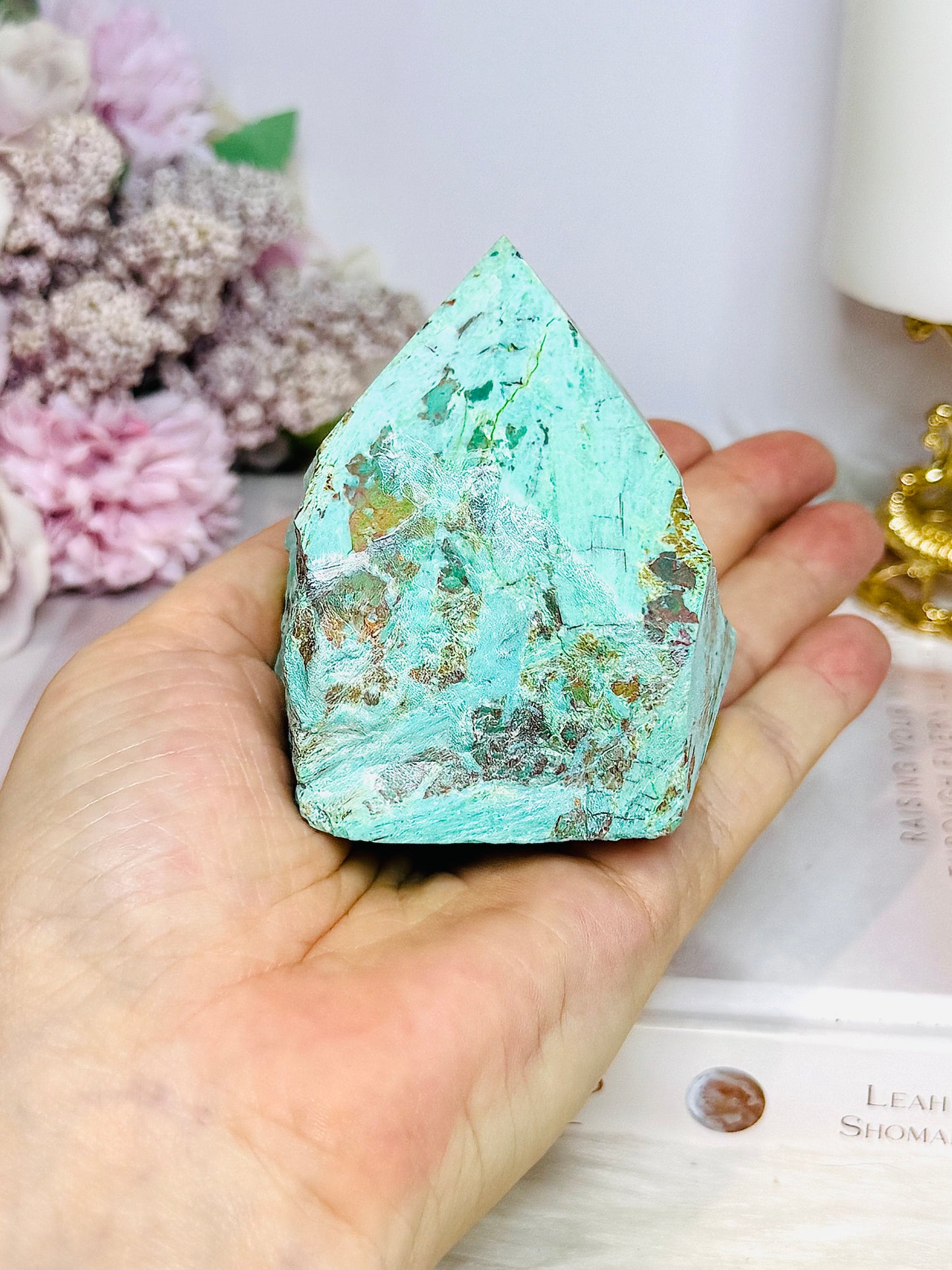 A Rare Stone ~ Chunky Natural Inca Turquoise Carved Freeform | Tower 7cm