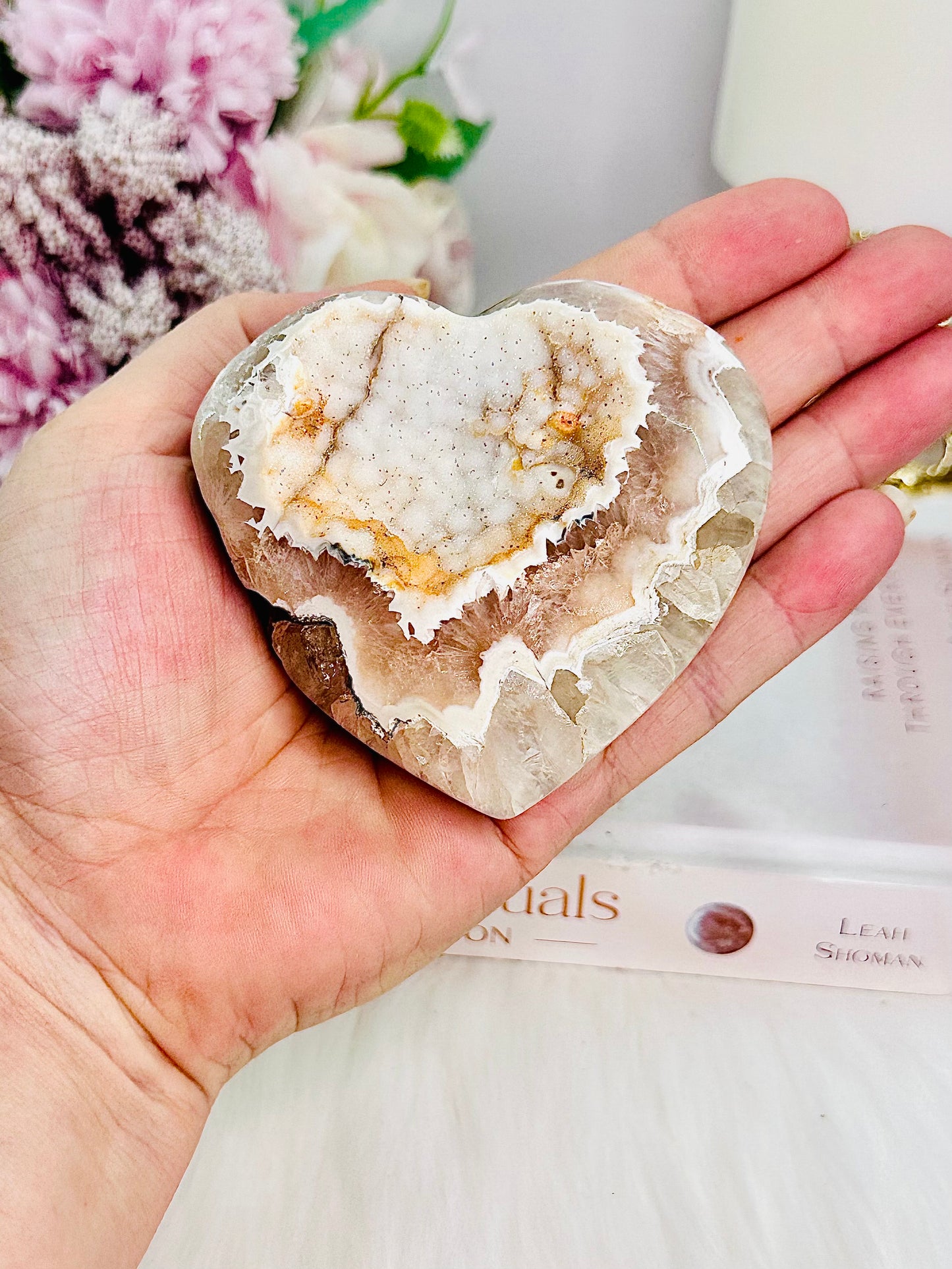 Classy & Fabulous Chunky High Grade Sugar Druzy Agate Heart Carving On Stand From Brazil 278grams