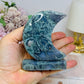 Moss Agate Druzy Moon On Stand 9.5cm