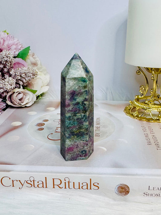 Rare Ruby In Blue Apatite Tower (UV Reactive) 9cm