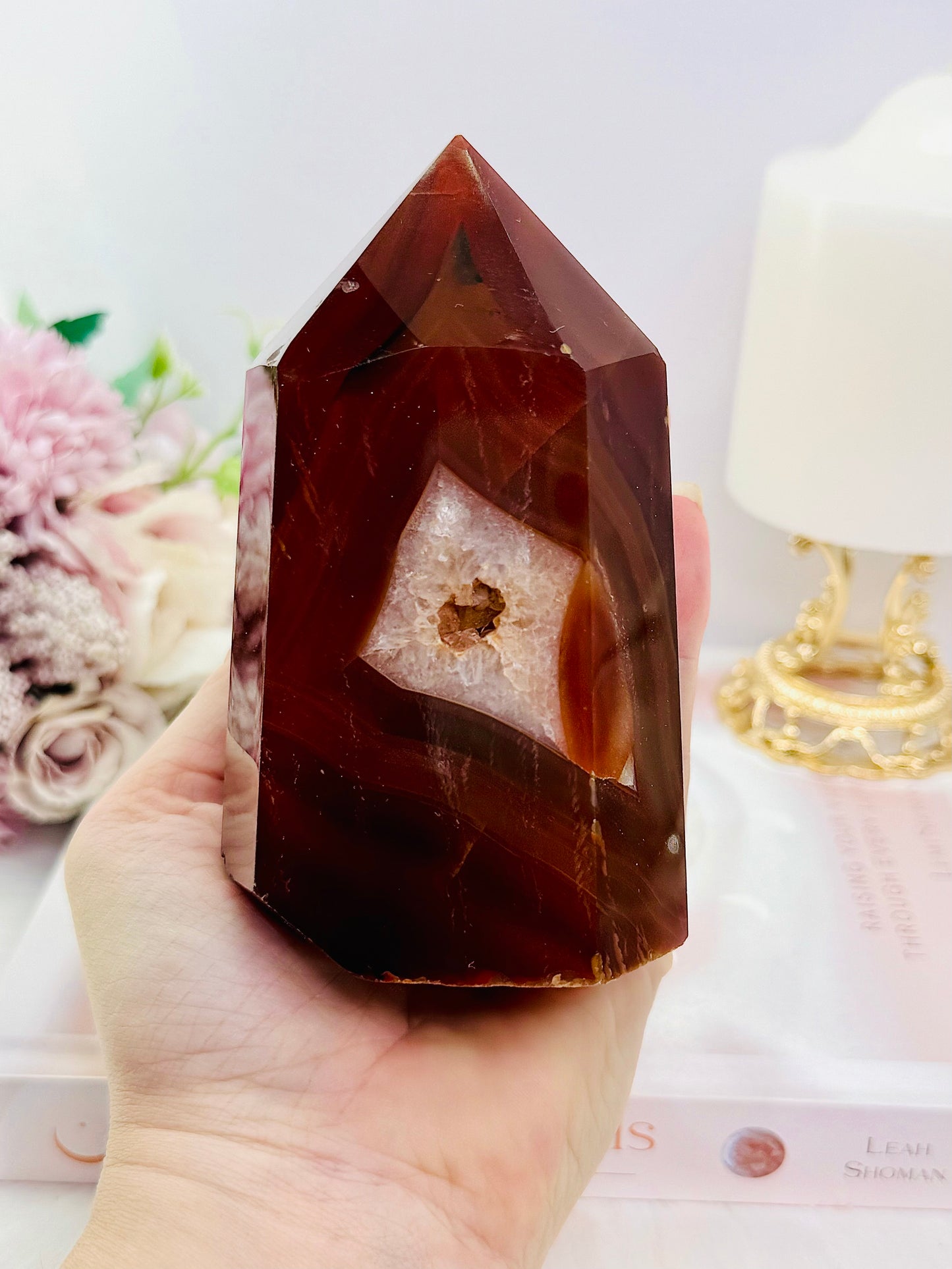 Large 12cm 583gram Chunky Carnelian Druzy Tower