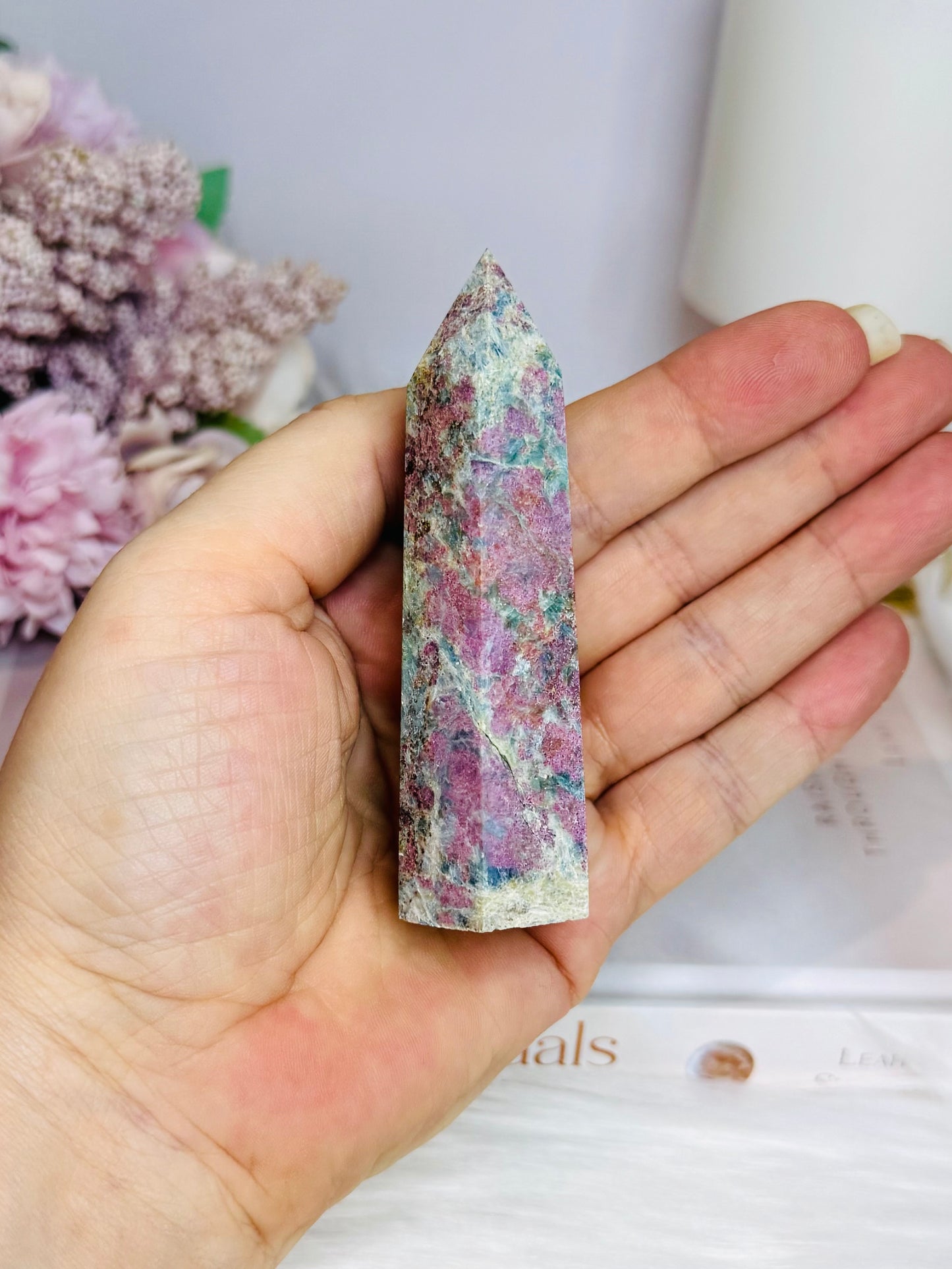 Rare Ruby In Blue Apatite Tower (UV Reactive) 9cm