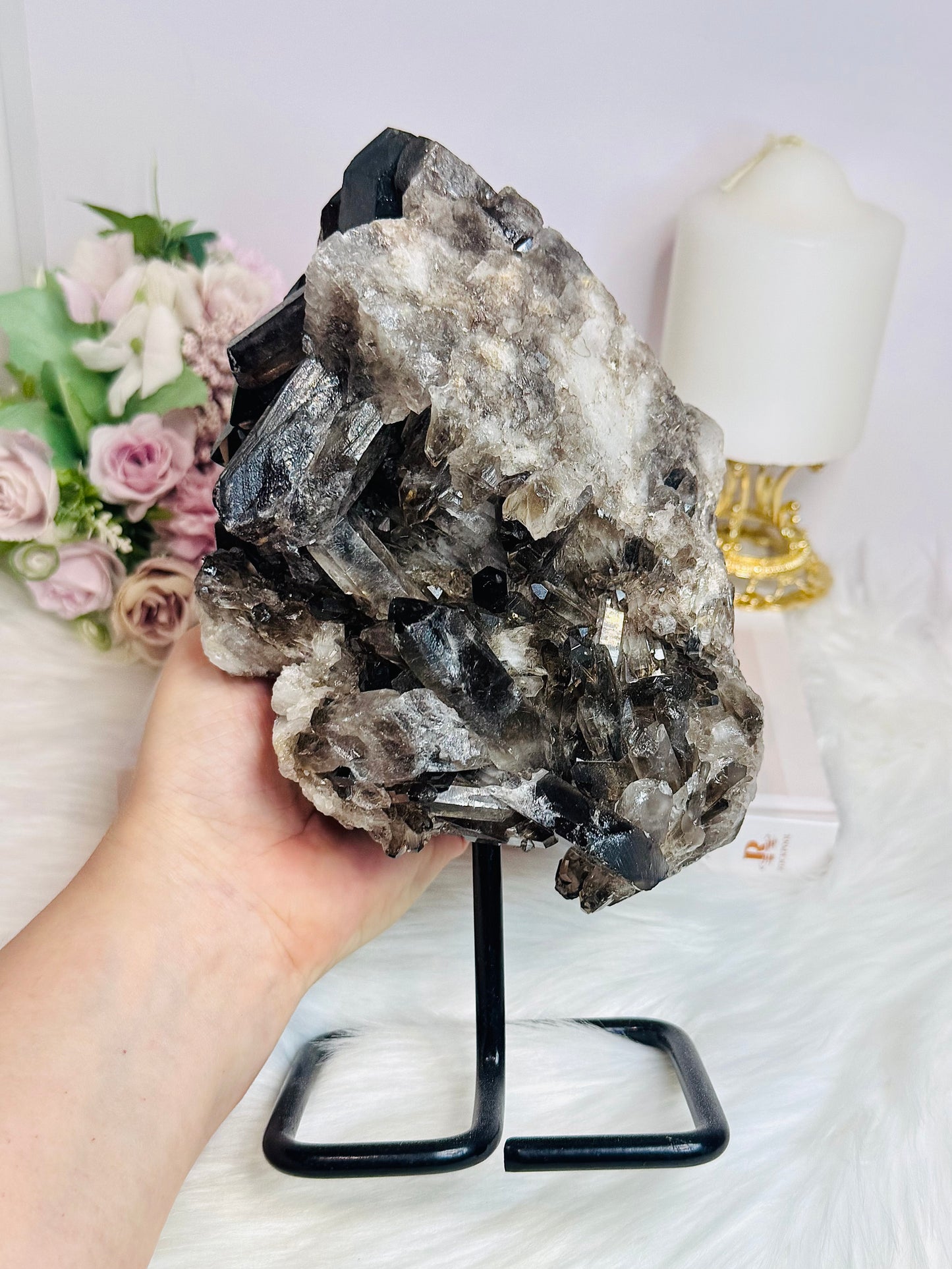 ✨ SALE ✨ Large Smokey Quartz Cluster On Stand From Brazil 2.09KG 22cm