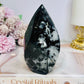Black Tourmaline in Quartz Carved Flame From Brazil 12.5cm 491g