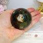 Druzy Red Moss Agate Sphere on Stand 303g