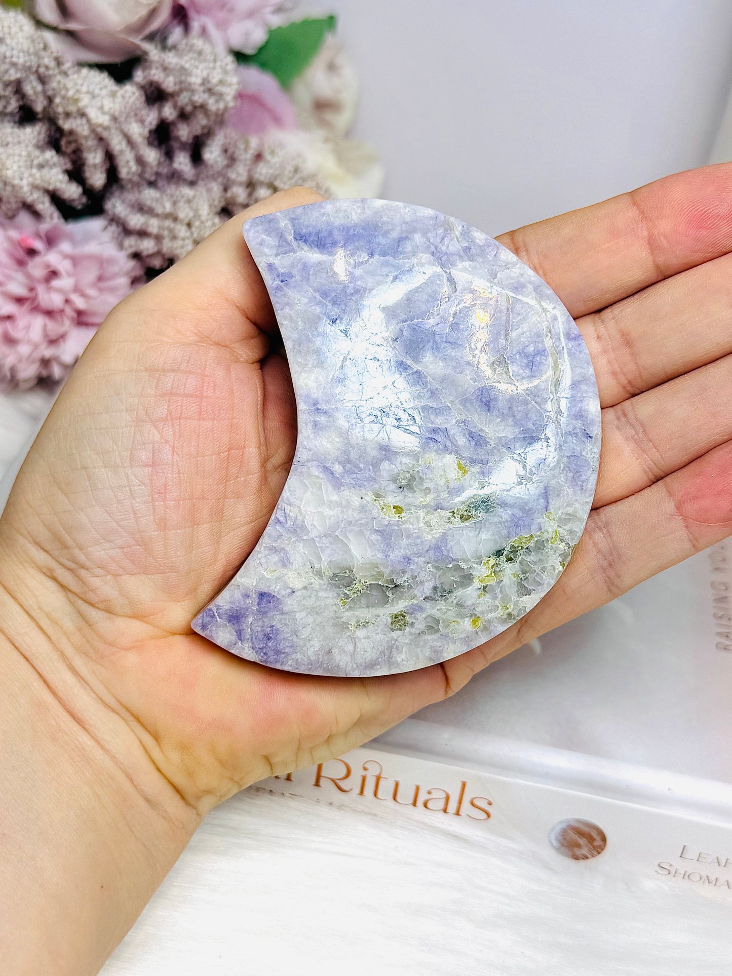 Purple Jade Carved Moon 8cm