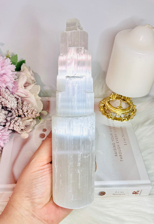 Perfect Cleansing Crystal ~ Large Chunky 20cm Selenite Tower