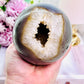 Magical & Incredible Large 821gram Perfect Druzy Agate Sphere On Stand From Brazil (Glass stand in pic is display only)