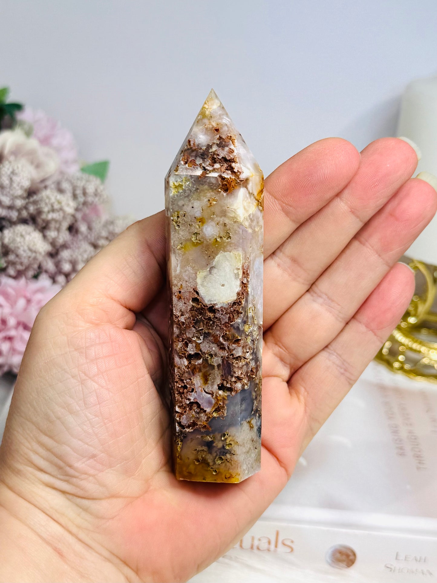 Druzy Flower Agate Tower 11cm
