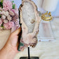 Large 26cm 908gram Pink Amethyst Druzy Slab on Stand