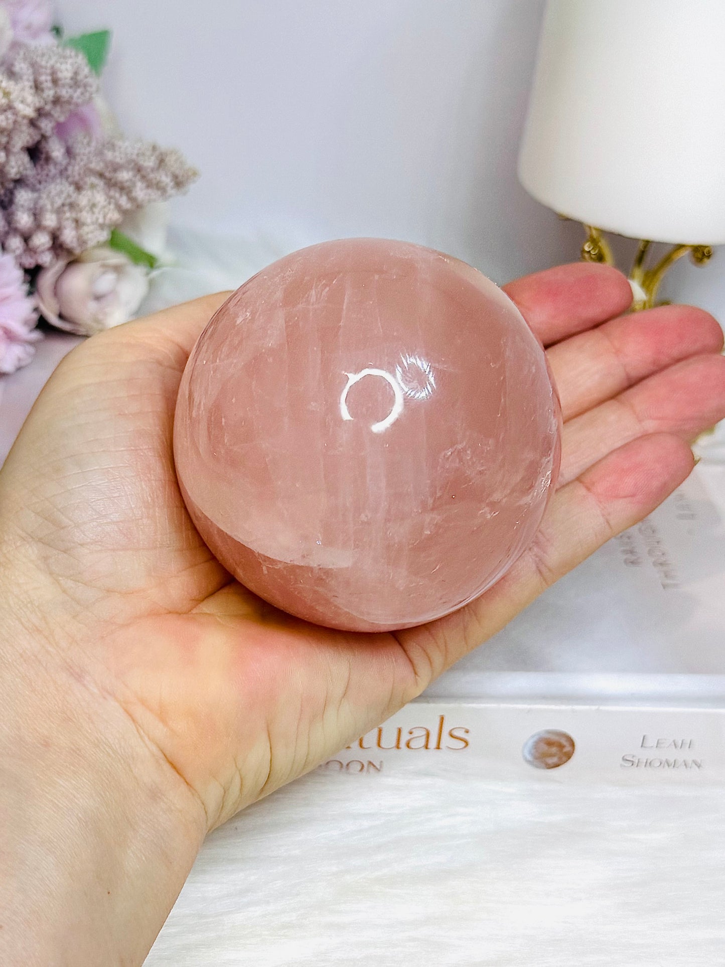 Large Rose Quartz Sphere on Stand 481g