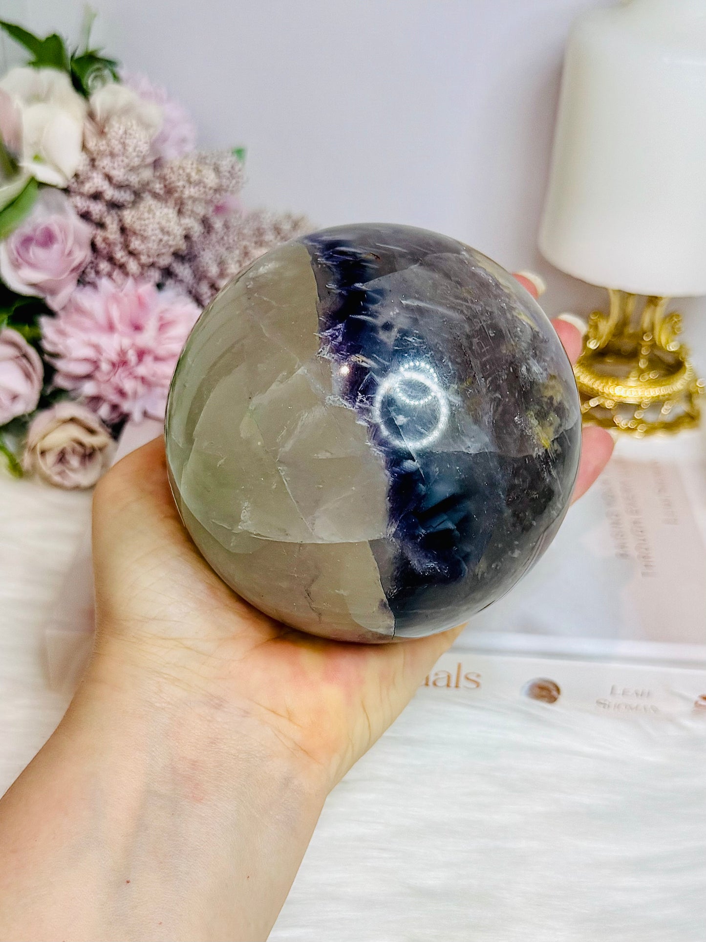 Large Blue Purple & Green Fluorite Sphere On Stand 1.5KG