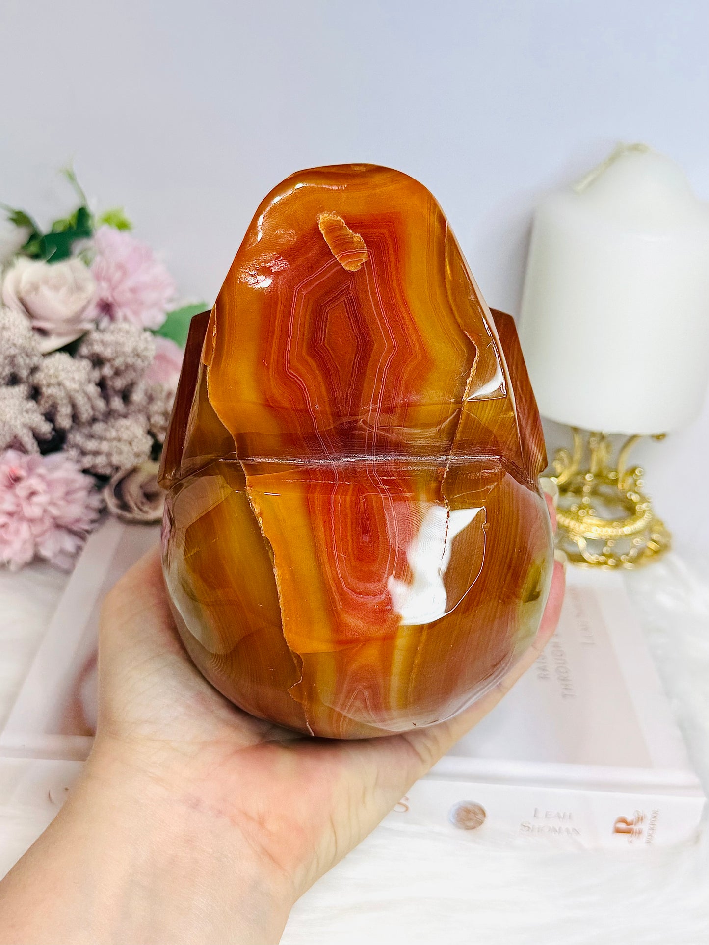Huge Carnelian Carved Skull 14cm 2.14KG ~ Reduced as surface crack