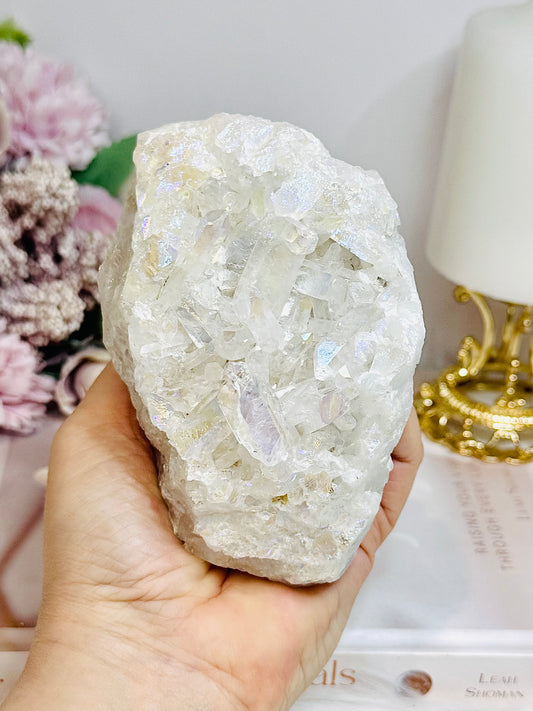 Large Angel Aura Clear Quartz Cluster 428g