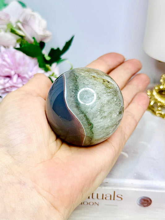 Agate Sphere On Stand 197g