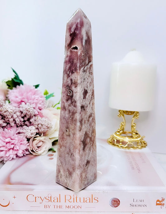 Absolutely Incredible Large 19cm Druzy Pink Amethyst Obelisk | Tower From Brazil