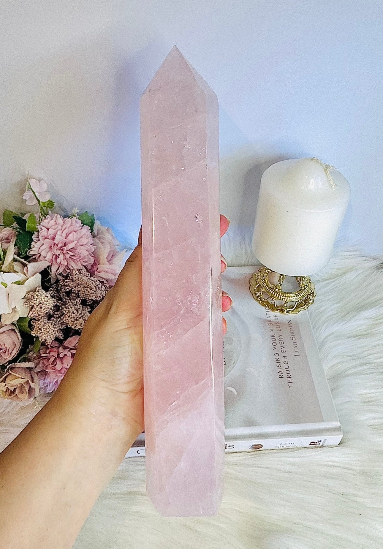 Supports Self Love ~ Huge Incredible Natural Rose Quartz Carved Tower | Generator 27.5cm 1.34KG