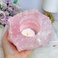 Large Chunky Rose Quartz Candle Holder 892g