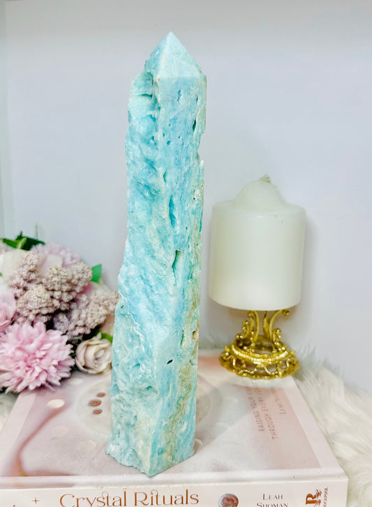Large Blue Hemimorphite Druzy Raw Edge Tower 24cm 629g