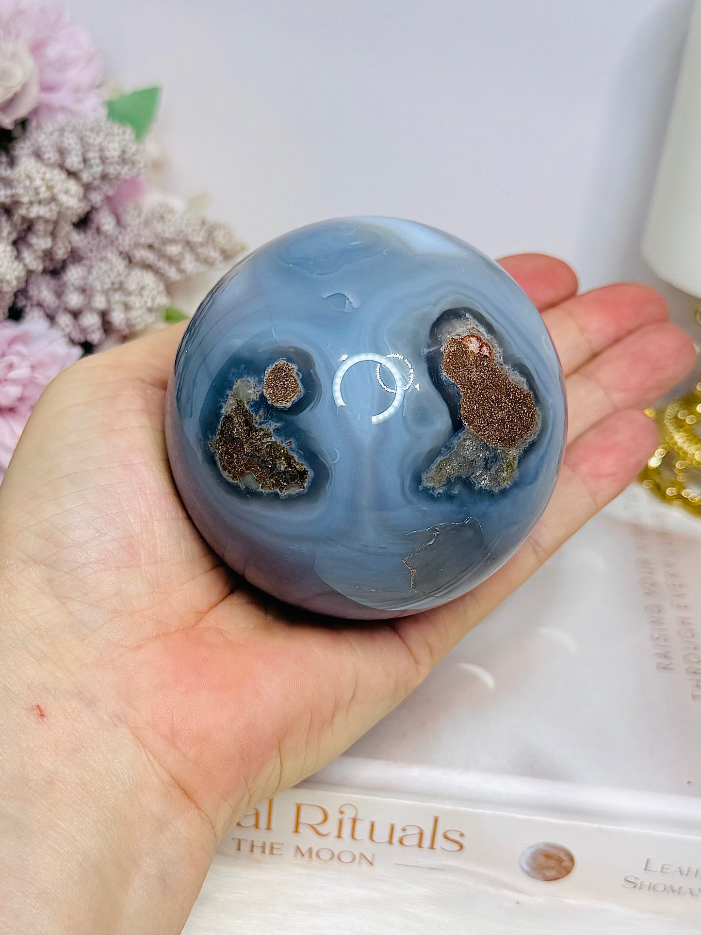 Volcano | Football Agate Sphere On Stand 546g