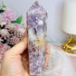 High Grade Rare Amethyst X Flower Agate Carved Sceptre | Tower 14cm