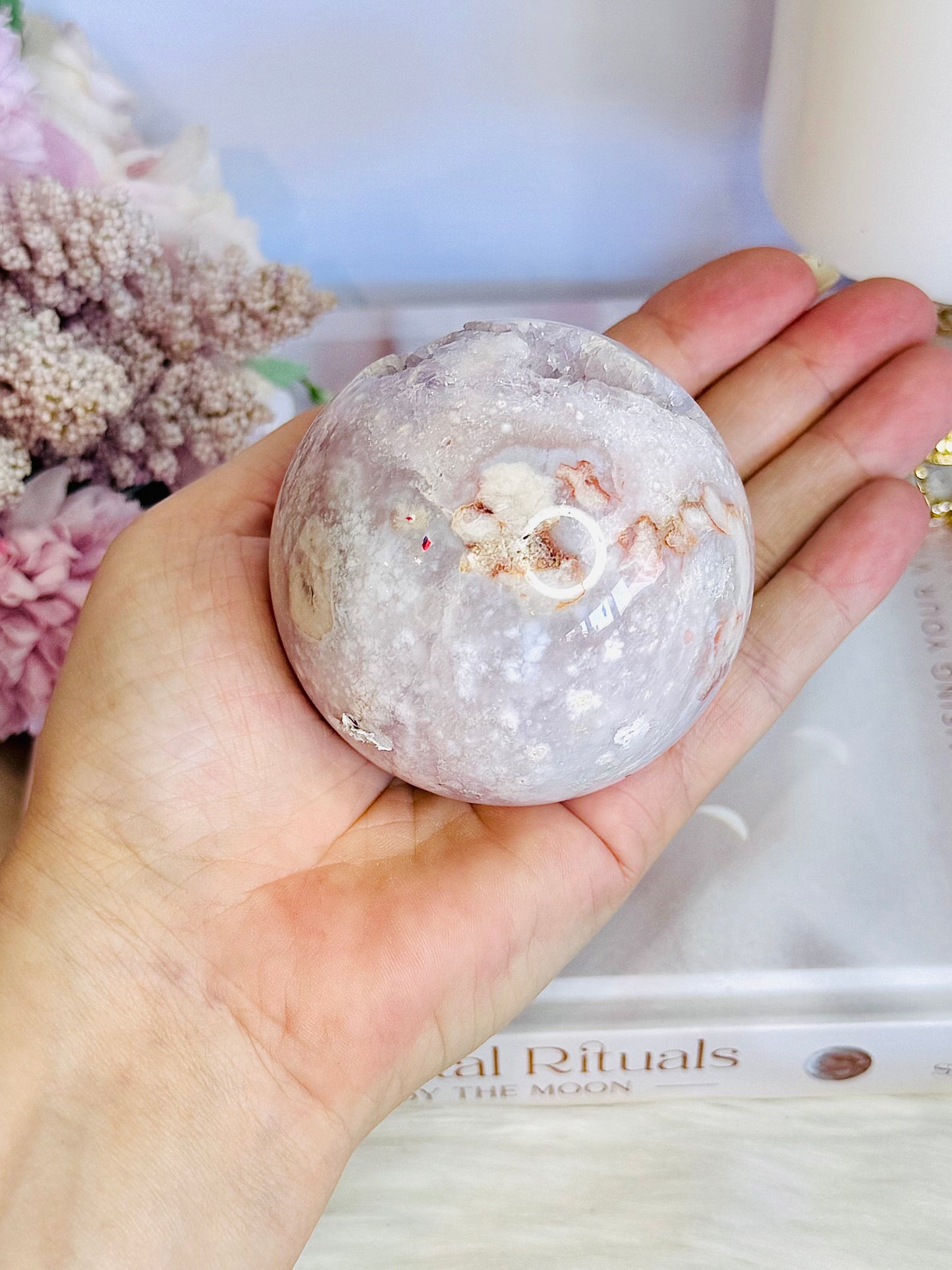 Gorgeous Large 392gram Pink Amethyst Druzy Sphere on Stand From Argentina