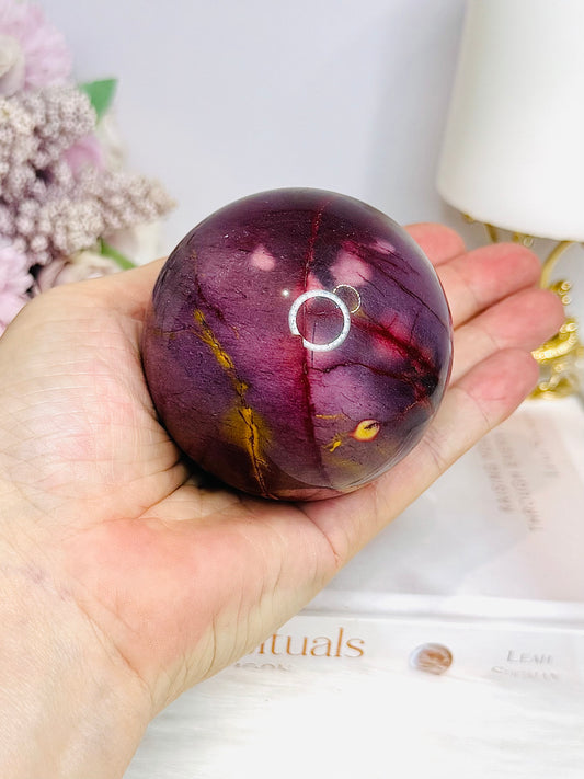 Large Mookaite Jasper Sphere on Stand 376g