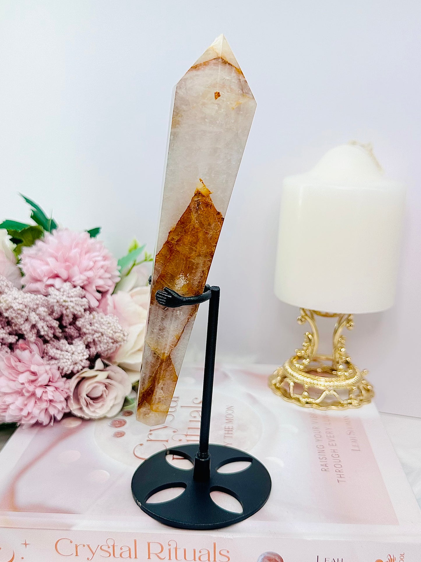 Absolutely Gorgeous Large 21cm Golden Healer Wand | Tower On Stand