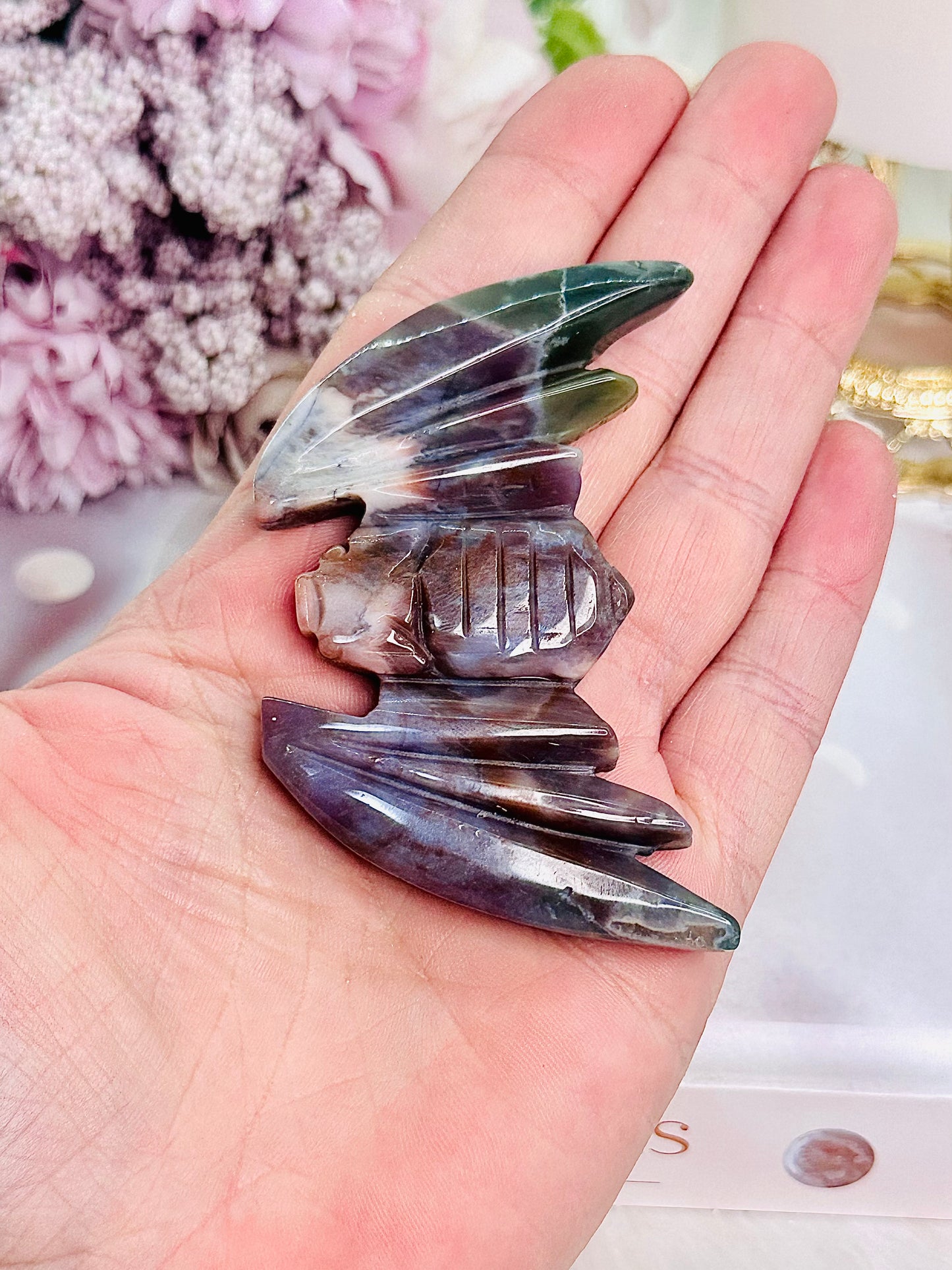 Beautifully Carved Ocean Jasper Bat