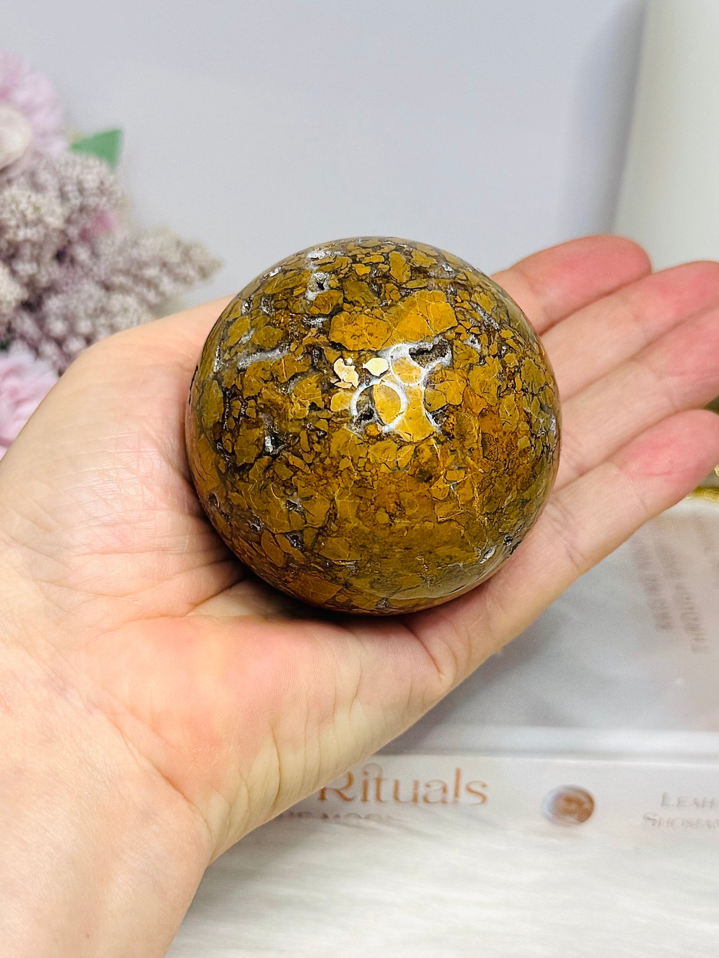 Brecciated Jasper Druzy Sphere on Stand 340g