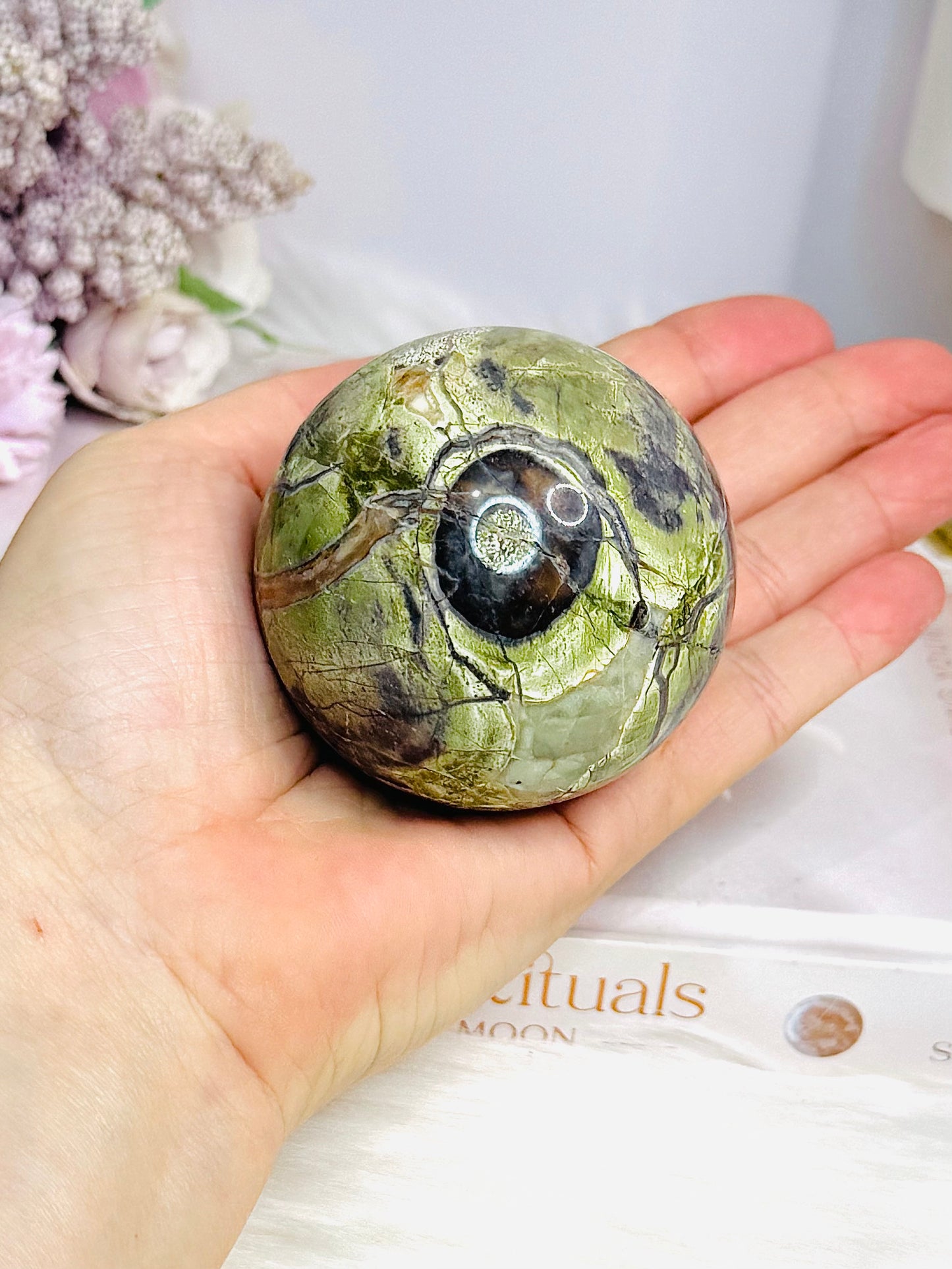 Money Agate Sphere on Stand 291g