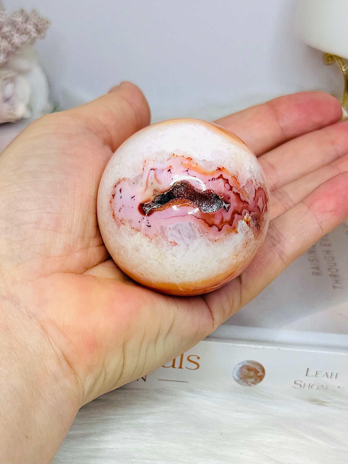 High Grade Druzy Carnelian Sphere on Stand 200g
