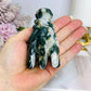 Moss Agate Carved Dragon Head 220g 9.5cm