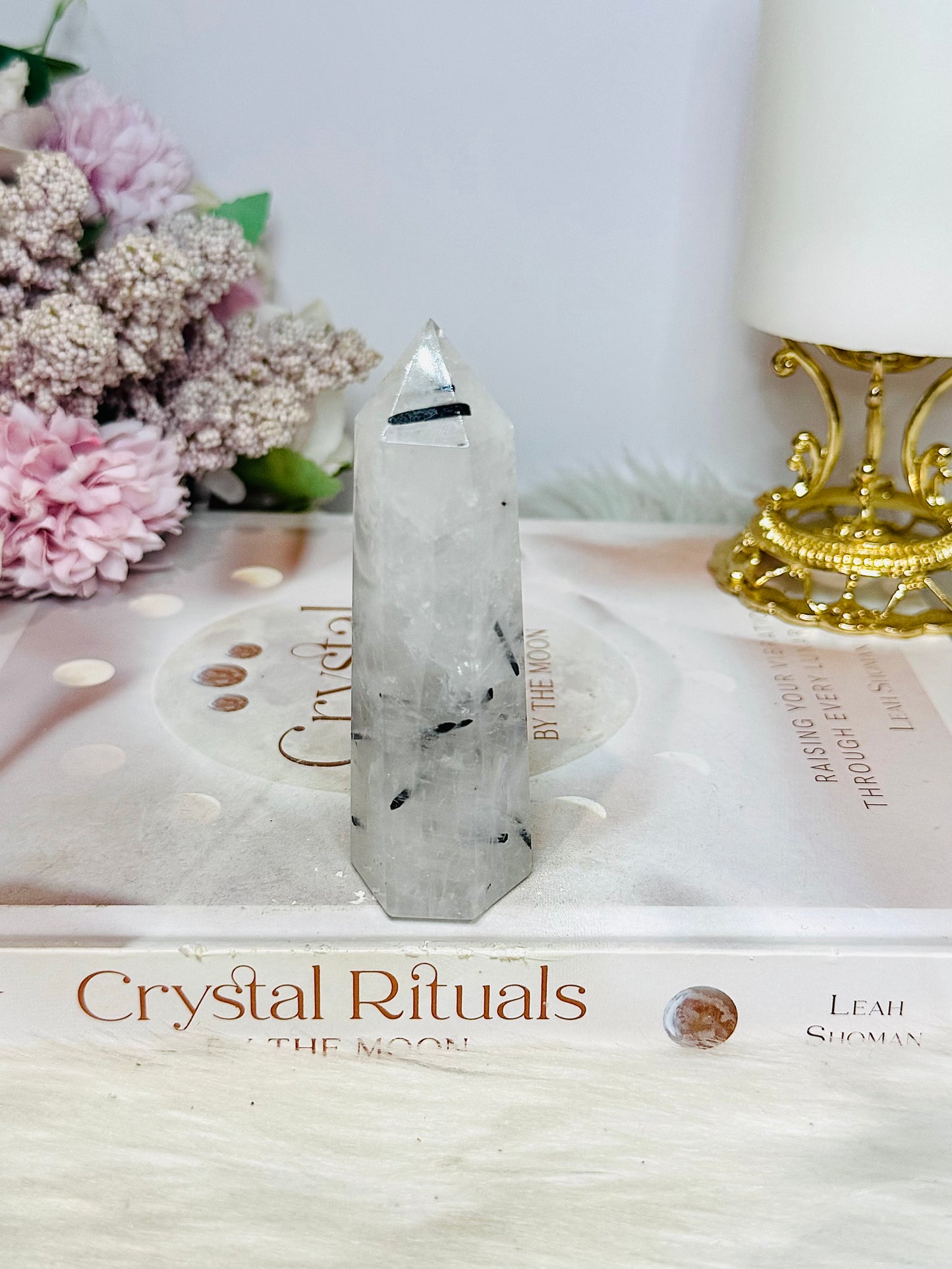 Black Tourmaline In Clear Quartz Tower 9cm